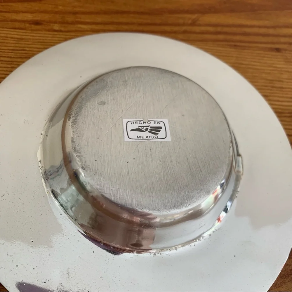 New Aluminum Pewter Wine Bottle Coaster Candle Holder Pearl Mexico Decor